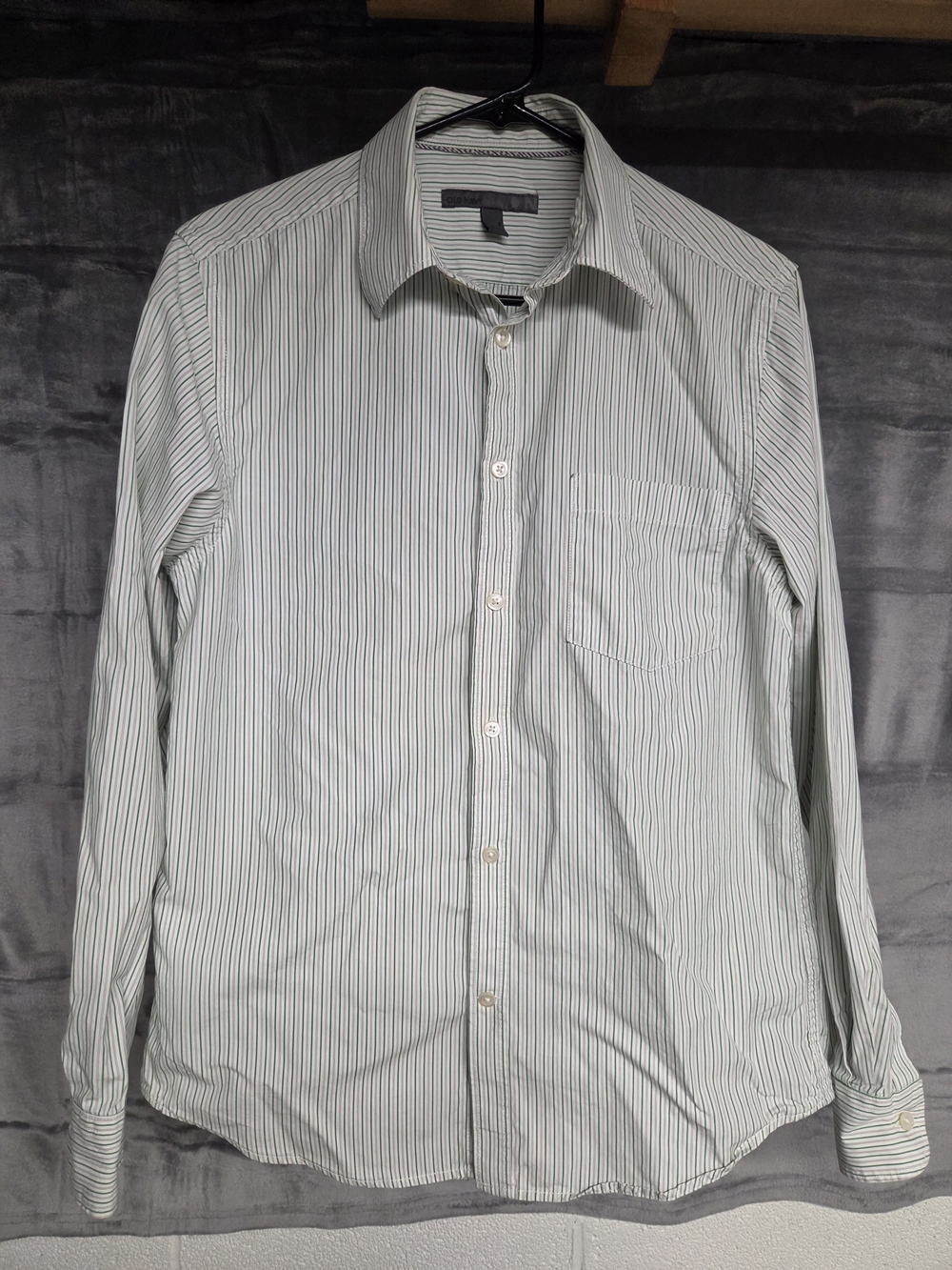 Old Navy Men's Light Green Stripe Button-Down Shirt